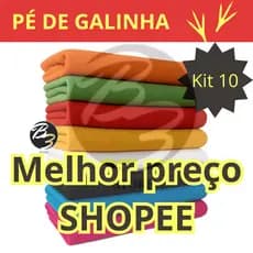 Kit 10 - Pano de Prato Paty GRANDE Pé de Galinha C/ Bainha 100% Algodão Colorido