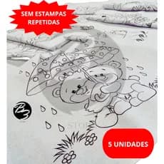 Kit 5 Pano de Prato Branco Riscado Para Pintura - Bainha Premium 100% Algodão 68X40