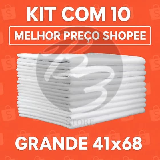 10 Panos de Prato Branco Liso com Bainha 41x68cm – Kit Cozinha e Artesanato