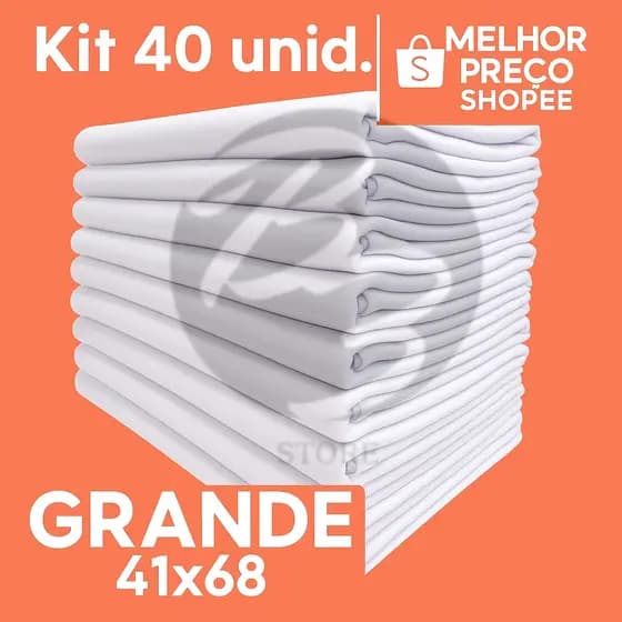 Kit 40 Pano De Prato Atacado Branco Liso GRANDE 100% Algodão - Cozinha e Copa Bainha Toalha Multiuso