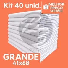 Kit 40 Pano De Prato Atacado Branco Liso GRANDE 100% Algodão - Cozinha e Copa Bainha Toalha Multiuso