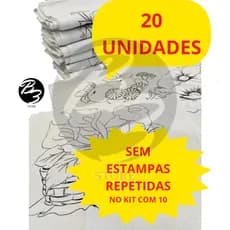 Kit 20 Pano de Prato Branco Riscado Para Pintura - Bainha Premium 100% Algodão 68X40