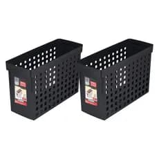 Kit 2 Caixa Arquivo Móvel Estreito Preto Para Pastas Suspensas Ordene