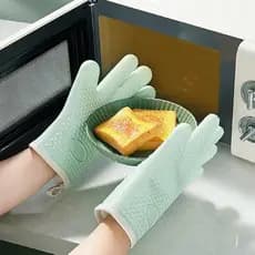 Luva de forno de silicone durável resistente ao calor, luvas de forno com forro macio, luva de cozinha para assar