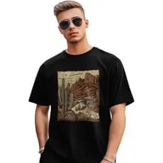 Camiseta masculina de manga curta deserto gola redonda  Tamanho G