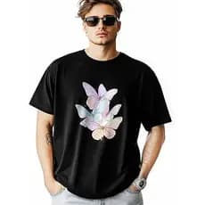 Camiseta masculina de manga curta com estampa rosa