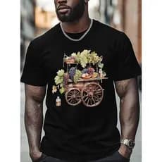 Camiseta masculina de manga curta uvas gola redonda  Tamanho G