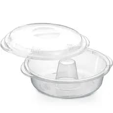 Forma de Pudim para Micro-ondas com Tampa 1,9 Litros Transparente Antiaderente Nitron