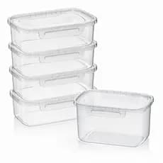 Kit 5 Potes Herméticos Altos com Travas Laterais 4,3 Litros Porta Mantimentos Organizador Nitron