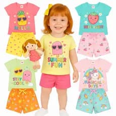 Kit Sortido 2 ou 6 Peças Roupa Infantil Verão Menina Conjunto Infantil Bebê Menina Conjuntos Verão Entrega Rapida