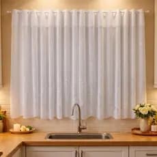 Cortina de Renda de Cozinha Flores 2,50m x 1,25m + 20cm Bandô Beija Flor Diversas Cores