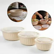 Kit Jogo 3 Bacia Pote Vasilha De Cozinha Canelado Com Tampa Conjunto Organização De Churrasco