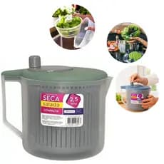 Centrífuga Compacta Seca Salada 2,5 Litros Secador Manual Folhas Verduras Frutas Vegetais