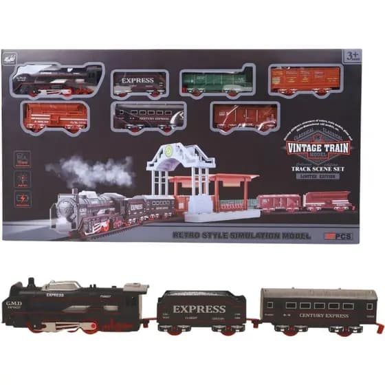 Trenzinho Locomotiva Ferrorama A Pilha Trilhos 37 Peças Classic Train Acende Farol Anda Nos Trilhos com Cenário