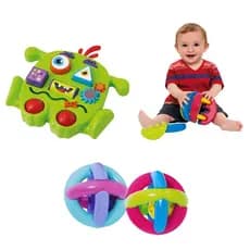 Brinquedos Educativos para Bebes a partir de 5 Meses Baby Gomos + Baby Monster + Bola Maluquinha - Mercotoys