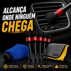 Kit Detalhamento Automotivo 5 Pincéis Luva Flanela