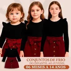 Roupa de Menina 1 ao 14  Para bebê e Juvenil  Moda Blogueira de Inverno Luxo Conjuntos Laço e Babado