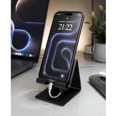 Suporte de celular preto portatil para mesa, escritório, cozinha, banheiro, home office - Universal