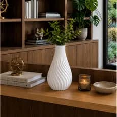 Vaso Decorativo Espiral Branco p/ Sala de Estar, Cozinha e Escritório - Decoração