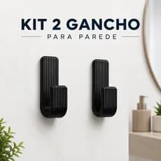 Kit 2 Gancho de Parede Porta Toalha Preto - Autoadesivo Premium Minimalista Suporte Resistente
