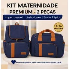Kit Maternidade 2 Peças Bolsa E Mochila Linho Premium Impermeável Tamanho Grande