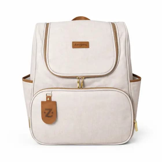 Mochila Maternidade Linho Impermeável Grande Premium Saída Maternidade Bebê