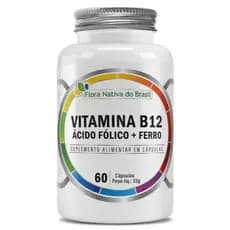 Vitamina B12 Com Ferro E Ácido Fólico Flora Nativa 60 Cápsulas