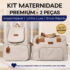 Kit Maternidade Mochila Bolsa Bebê 2 Peças Térmica Impermeável Linho Premium Luxo