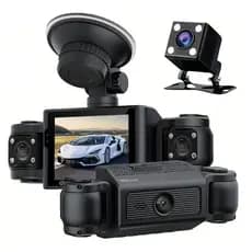 Câmera Carro Frontal, Interior e Ré 4 Câmeras Tela 3 Polegadas Veicular Uber Segurança