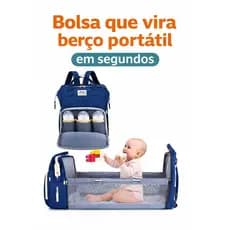 Mochila Bolsa Maternidade Multifuncional Vira Berço Portátil Impermeável Grande Capacidade Com Trocador e Porta Mamadeir