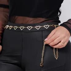 Cinto Feminino Corrente Com Strass Cinto Coracao Diversos Modelos