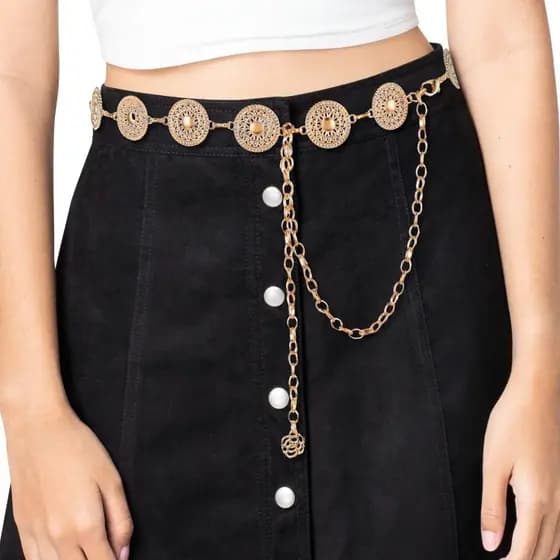 Moda Cinto De Moeda Das Mulheres Vestido De Ouro Prata Estilo De Metal