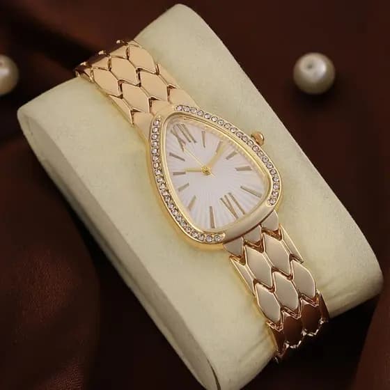Relógio Feminino Em Forma De Cobra Ouro Simples Temperamento