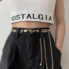 Cinto Feminino Metal Corrente Moda Blogueira
