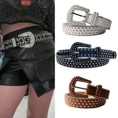 Cinto Feminino Plus Size Tachinha Ilhós Moda Rock Rebite