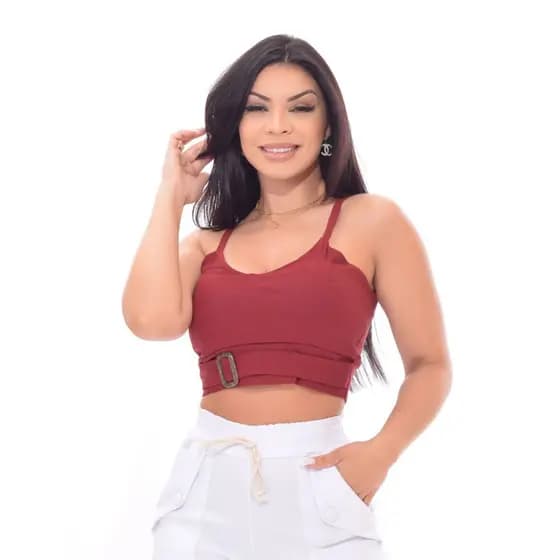Blusinha Cropeed de Alcinha Costas Nadador e Fivela