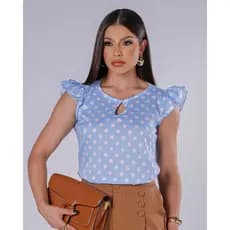 Blusinha Social Manga Curta Estampada