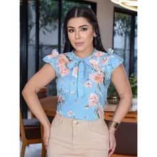 Blusa Social Feminina em Crepe Estampada