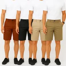 Kit 4 Bermudas Masculina Jeans Sarja Brim Qualidade Premium Zíper Colorida Masculino conjunto