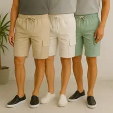 Kit 3 Bermuda Short Cargo Masculino Casual com Bolsos Laterais Masculina Diversas Cores Street Curto
