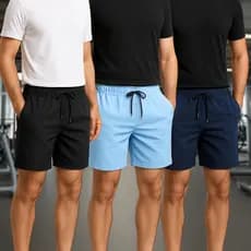 Kit 3 Short Tactel com Elastano Masculino Academia Bermuda Masculina Treino Corrida Dryfit Praia