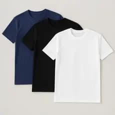 Kit 3 Camiseta Básica Cotton Pima Elastano Camisa T-Shirt Masculina Lisa Slim Algodão Varias Cores