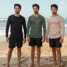 Kit 3 Camisa Térmica Proteção Uv 50+ Camiseta Blusa Malha Fria Unissex Academia Manga Longa Praia