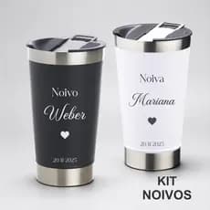 Kit Noivo e Noiva presente de casamento copos térmicos personalizados