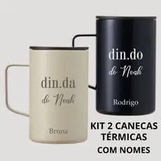 Kit Presente para Padrinhos – 2 CanecasTérmicas 350ml Personalizados com Nomes Dindo e Dinda