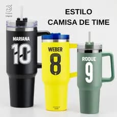 Copo Térmico 1,2L Personalizado Estilo Camisa de time  Futebol Nome e Número Brasil