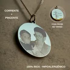 Colar Pingente Foto Personalizada a Laser 30mm + Corrente - Presente Dia Das Mães Hipoalergênico