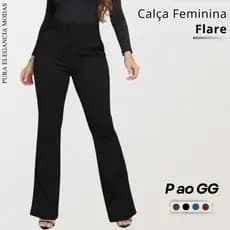 Calça Feminina Flare Social  jacquard com cinto confortável  e Elegante