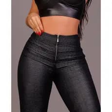 Calça Feminina Legging Quentinha Inverno Cirre Pixel Levanta Bumbum Com Ziper Cintura Alta
