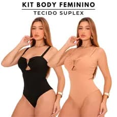 Kit 2 Body Feminino Moda Casual Anarruga Tecido Premium Ajustado ao Corpo